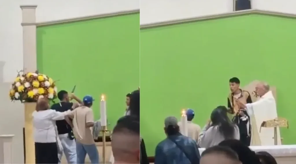 Violento asalto interrumpe una misa: hombres armados irrumpen en plena ceremonia religiosa. Foto redes sociales