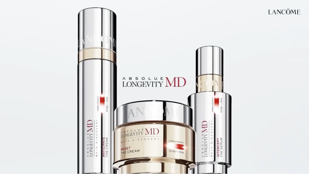 Productos Lancôme Absolue Longevity MD para el cuidado de la piel.
